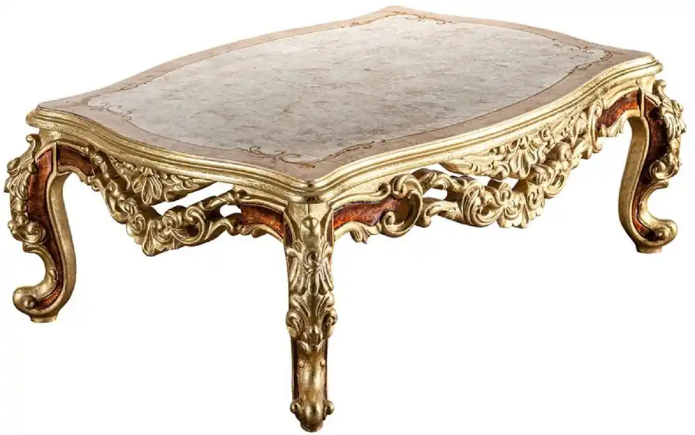 Casa Padrino luxury baroque coffee table beige / cream / gold / brown - Magnificent solid wood living room table in baroque style - magnificent baroque furniture Bestseller