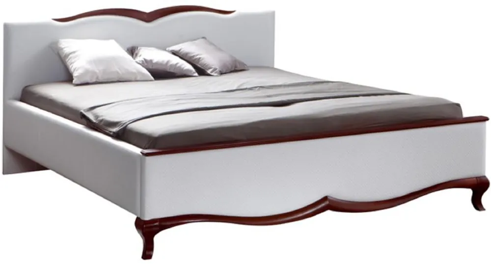 Casa Padrino luxury Art Nouveau double bed white / dark brown 170.6 x 213.3 x H. 97.5 cm - Elegant solid wood bed - Baroque & Art Nouveau Bedroom Furniture Neue Ware