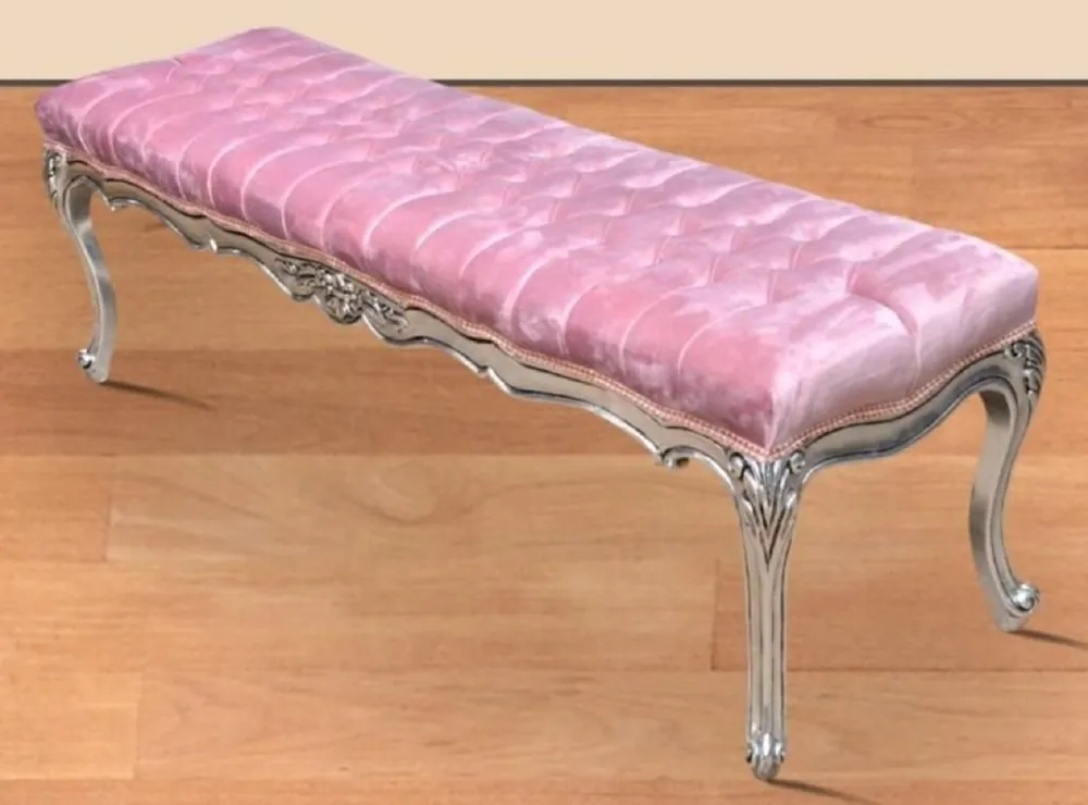 Casa Padrino baroque bench pink / silver - Handmade antique style bench - Magnificent baroque furniture Abverkauf