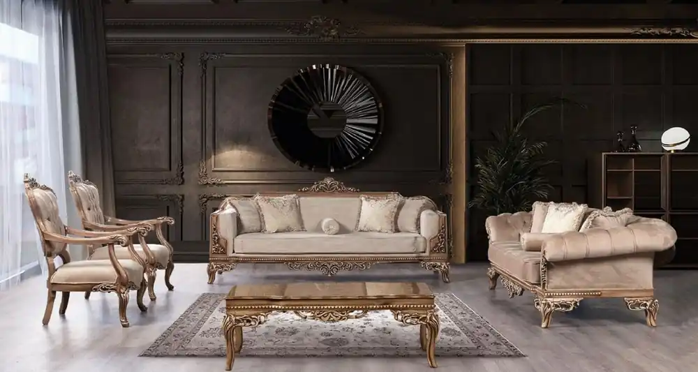 Casa Padrino luxury baroque living room set gray / brown - 2 Baroque Sofas & 2 Baroque Armchairs & 1 Baroque Coffee Table - Baroque Living Room & Hotel Furniture - Noble & Magnificent Direktkauf