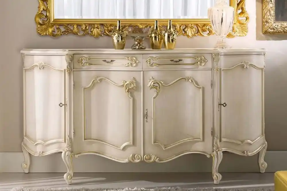 Casa Padrino luxury baroque sideboard creme / gold - Noble solid wood cabinet with 4 doors and 2 drawers - Baroque Furniture - Luxury Quality - Made in Italy Nur Für Kurze Zeit