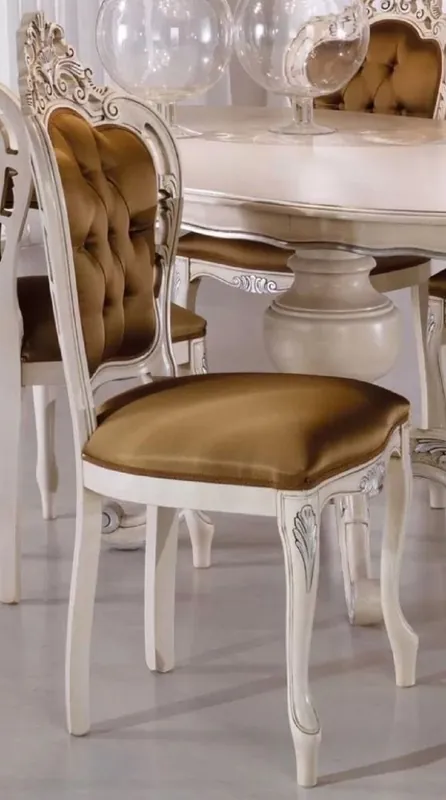 Günstig Casa Padrino luxury baroque dining chair set brown / cream / silver - Handmade kitchen chairs set of 6 - Baroque dining room furniture - Luxury Quality - Made in Italy