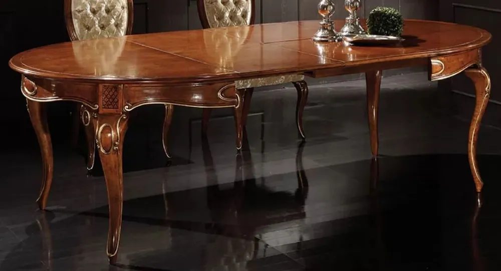 Casa Padrino luxury baroque dining table brown / gold - Extendable solid wood dining room table in baroque style - Baroque dining room furniture - Luxury Quality - Made in Italy Angebot