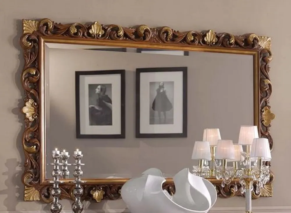 Casa Padrino luxury baroque mirror brown / gold - Rectangular wall mirror in baroque style - Magnificent Baroque Furniture - Luxury quality - Made in Italy Neu