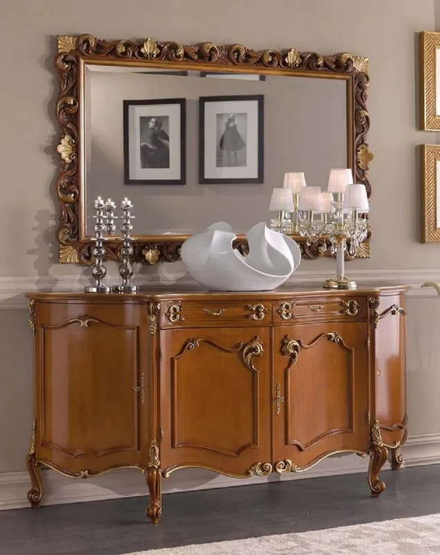 Schneller Versand Casa Padrino luxury baroque furniture set brown / gold - 1 Baroque Sideboard & 1 Baroque Wall Mirror - Magnificent Baroque Furniture - Luxury Quality - Made in Italy