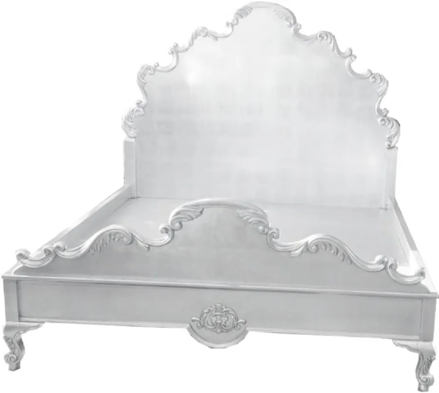 Casa Padrino luxury baroque double bed antique white - Magnificent solid wood bed with headboard - Bedroom furniture in baroque style - Noble & Magnificent Neu
