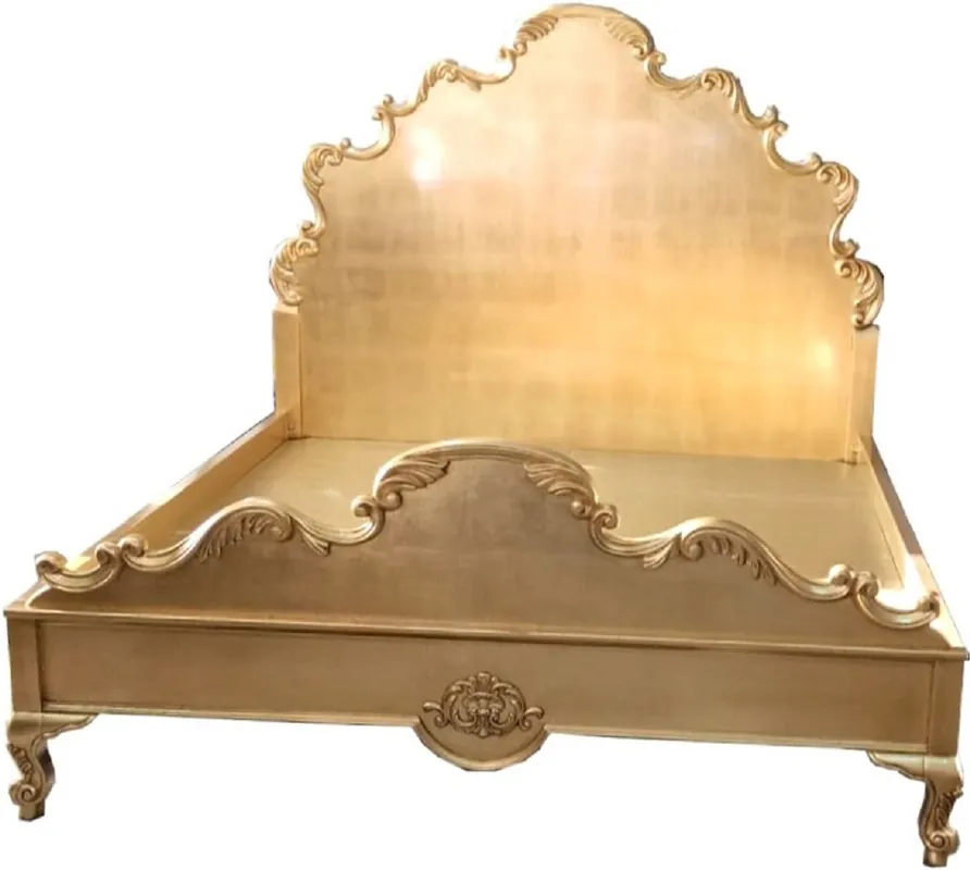 Casa Padrino luxury baroque double bed gold - Magnificent solid wood bed with headboard - Bedroom furniture in baroque style - Noble & Magnificent Neuheit