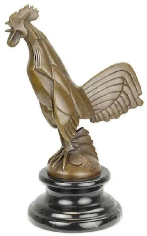 Casa Padrino luxury Art Deco bronze sculpture rooster with marble base 10 x 15.3 x H. 22.9 cm - Bronze Figure - Decorative Figure - Decorative Accessories Schneller Versand