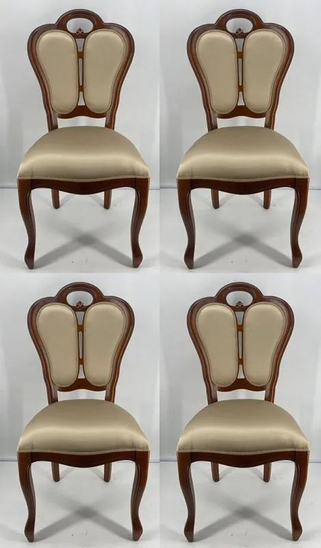 Casa Padrino luxury Art Nouveau dining chair set of 4 gold / brown 48 x 43 x H. 104.5 cm - Upholstered solid wood chairs - Art Nouveau dining room furniture Solange Der Vorrat Reicht