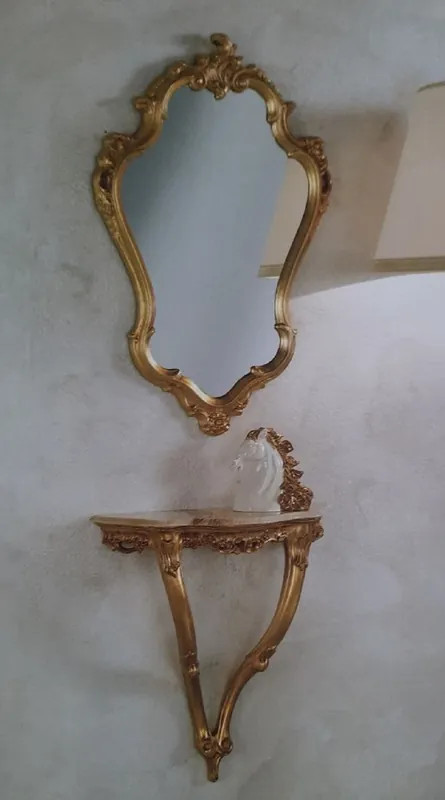 Neue Ware Casa Padrino luxury baroque furniture set gold - 1 Baroque Wall Console & 1 Baroque Wall Mirror - Baroque Hotel & Castle Furniture - Luxury Quality - Made in Italy