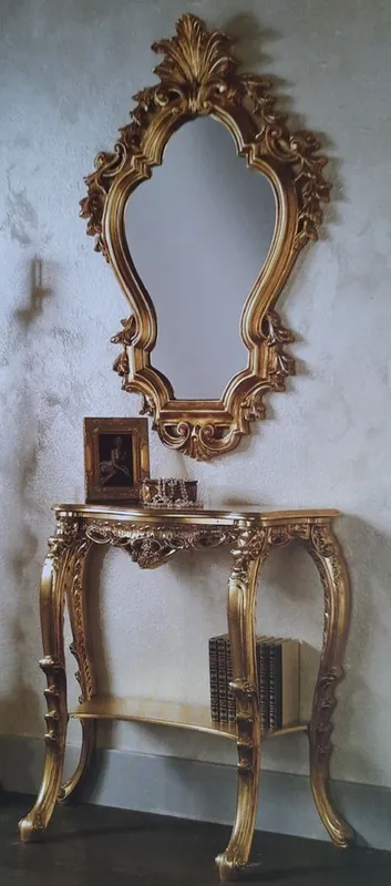 Letzte Chance Casa Padrino luxury baroque mirror console gold - Magnificent baroque console with wall mirror - Baroque Hotel & Castle Furniture - Luxury Quality - Made in Italy