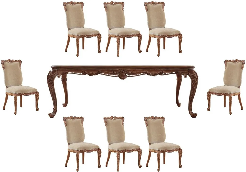 Nur Für Kurze Zeit Casa Padrino luxury baroque dining room set beige / brown - 1 Baroque Dining Table & 8 Baroque Dining Chairs - Magnificent dining room furniture in baroque style