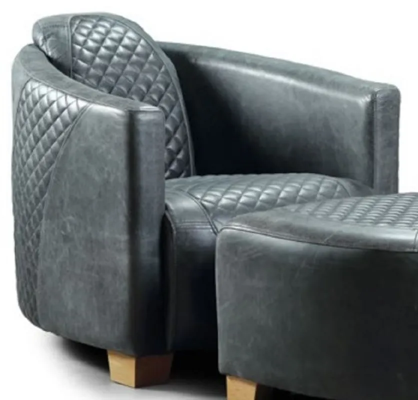 Sonderaktion Casa Padrino luxury leather armchair vintage blue / light brown 72 x 90 x H. 67 cm - Genuine Leather Living Room Armchair - Living Room Furniture - Luxury Collection