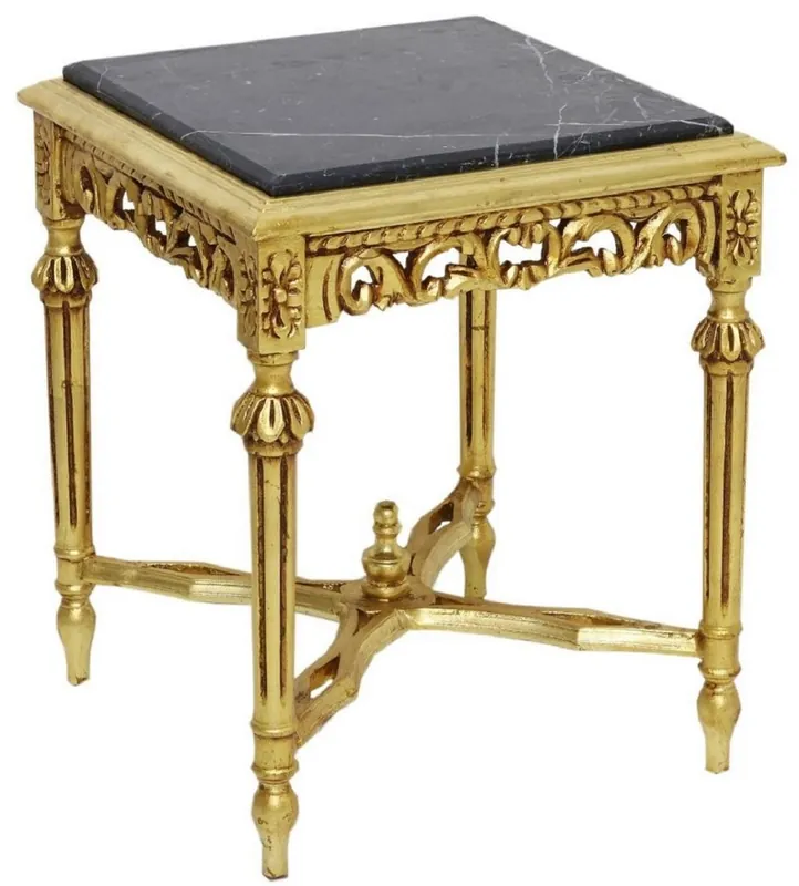 Casa Padrino baroque side table gold / black - Handmade solid wood table with marble top - Baroque living room furniture Schnäppchen