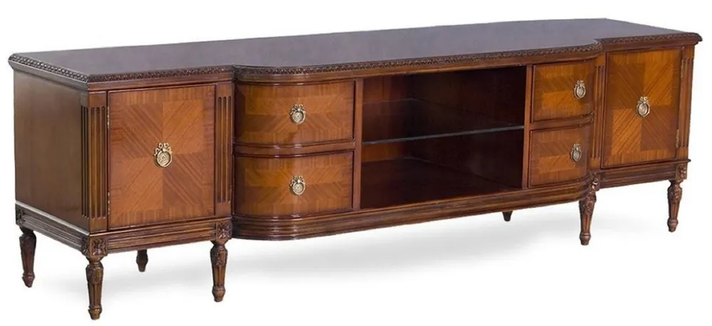 Casa Padrino Luxury Art Nouveau TV Cabinet Brown - Noble Solid Wood TV cabinet - Living Room Cabinet - Baroque & Art Nouveau Living Room Furniture Sofort Bestellen