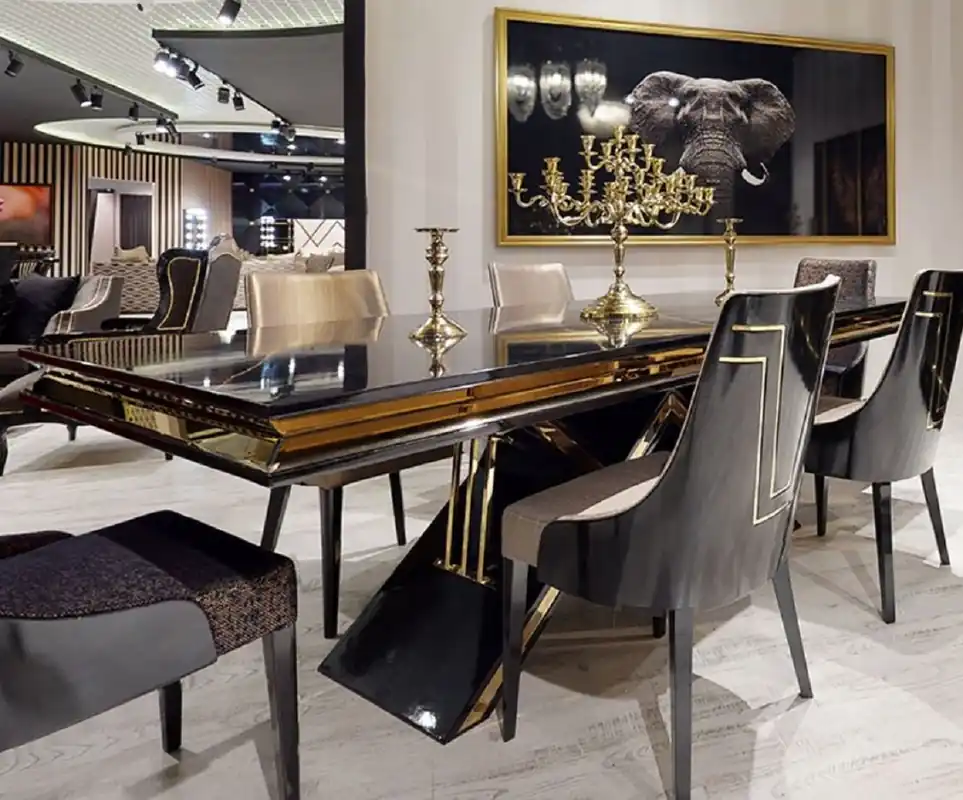 Beliebt Casa Padrino luxury Art Deco dining table black / gold - Handmade solid wood kitchen table - Art Deco dining room furniture