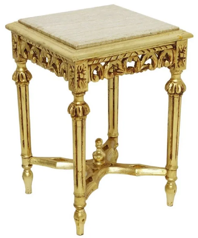 Casa Padrino baroque side table gold / cream - Magnificent solid wood table with marble top - Baroque living room furniture Knallerangebot