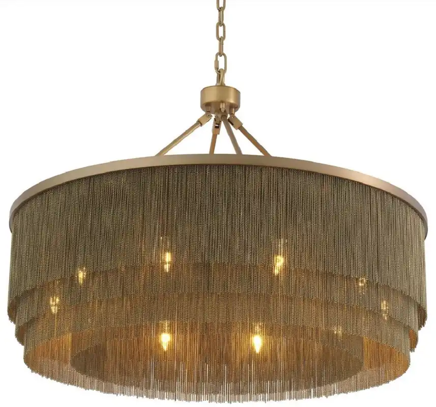 Abverkauf Casa Padrino Luxury Steel Chandelier Antique Brass Ø 90 x H. 61 cm - Round Hotel & Restaurant Chandelier - Luxury Quality