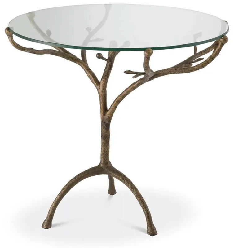 Casa Padrino luxury side table vintage brass Ø 79.5 x H. 75 cm - Round tripod brass table with glass top - Living room furniture - Luxury Collection Sichere Zahlung