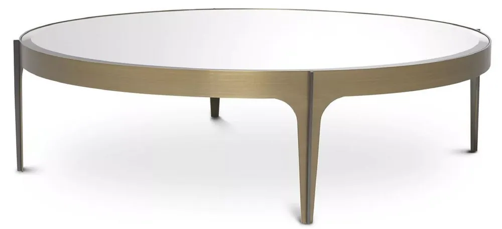 Casa Padrino luxury coffee table brass / bronze Ø 124 x H. 34.5 cm - Round stainless steel living room table with mirror glass table top - Luxury living room furniture Bestpreis