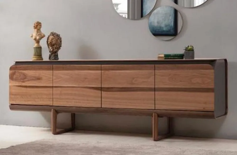 Must-Have Casa Padrino luxury sideboard brown 220 x 46 x H. 78 cm - Solid wood cabinet with 4 doors - Living room furniture - Hotel Furniture - Luxury Collection