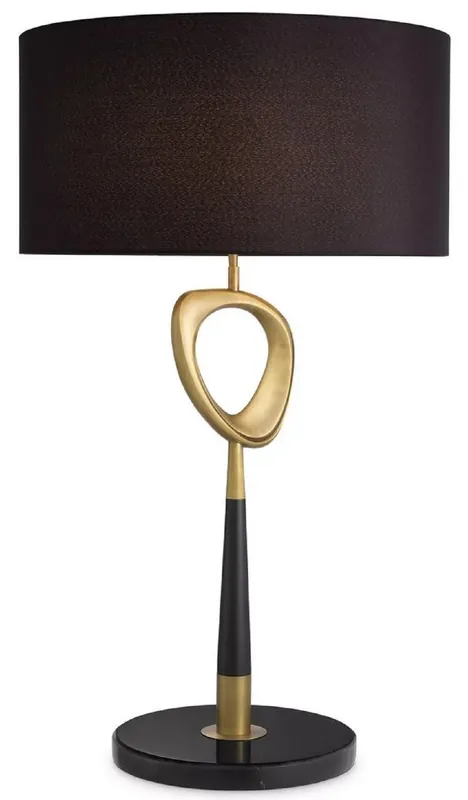 Direktkauf Casa Padrino luxury table lamp antique brass / black Ø 60 x H. 101.5 cm - Modern desk lamp with round lampshade - Luxury Collection