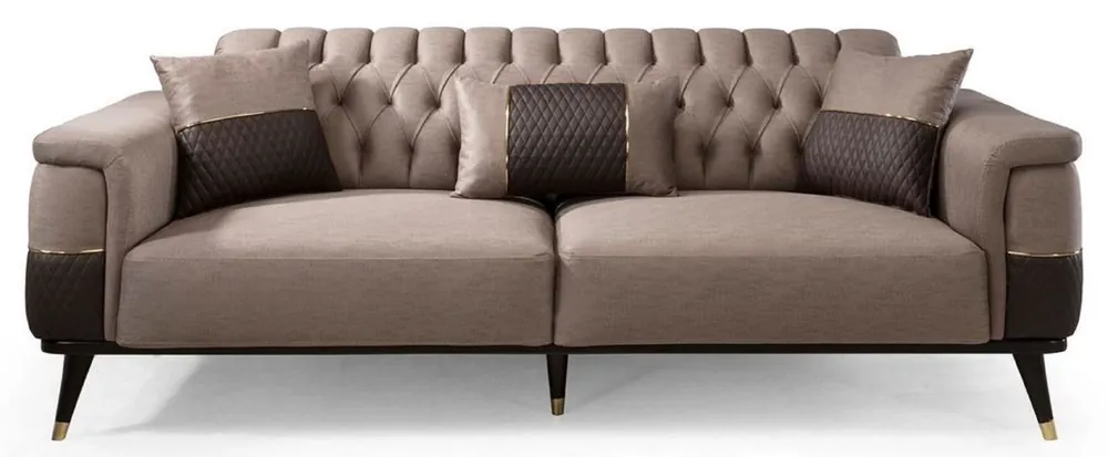 Neu Im Sortiment Casa Padrino luxury sofa bed brown / dark brown / gold 225 x 94 x H. 83 cm - Modern living room sofa - Living room furniture