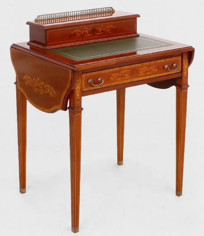 Jetzt Kaufen Casa Padrino luxury Art Nouveau secretary brown / green - Handmade solid wood desk - Baroque & Art Nouveau Office Furniture