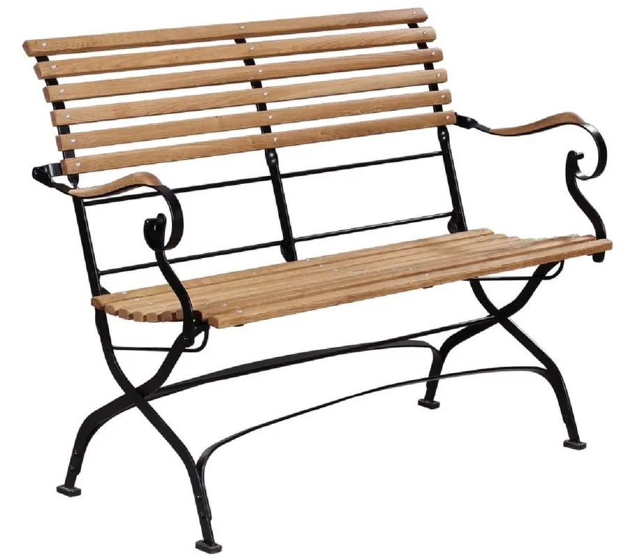 Online Kaufen Casa Padrino luxury Art Nouveau garden bench brown / black 120 x 55 x H. 90 cm - Garden & patio bench with backrest and armrests - Art Nouveau garden & patio furniture