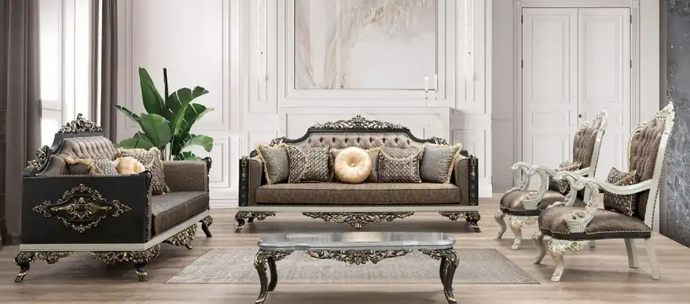 Abverkauf Casa Padrino luxury baroque living room set - 2 Sofas & 2 Armchairs & 1 Coffee Table - Handmade living room furniture in baroque style - Noble & Magnificent