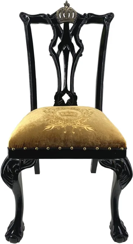 Pompöös by Casa Padrino luxury baroque dining room chair gold / black - Pompous baroque chair designed by Harald Glööckler - Baroque dining room furniture Sofort Bestellen