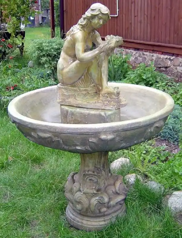 Neu Casa Padrino Art Nouveau fountain lady gray Ø 108 x H. 160 cm - Magnificent garden fountain - Garden decoration fountain - Baroque & Art Nouveau Garden Decoration Accessories