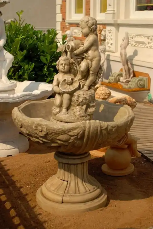 Casa Padrino Art Nouveau fountain gray Ø 92 x H. 175 cm - Magnificent garden fountain - Garden decoration fountain - Baroque & Art Nouveau Garden Decoration Accessories Versand Am Gleichen Tag