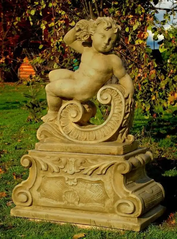 Casa Padrino Baroque garden decoration sculpture looks to the left 80 x 36 x H. 116 cm - Garden decoration figure with base - Garden & Terrace Decoration Accessories Neu
