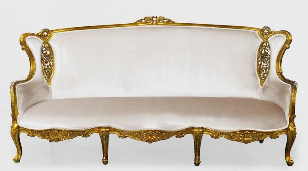 Neu Casa Padrino luxury baroque sofa white / gold - Magnificent living room baroque style sofa - Baroque Living Room & Hotel Furniture - Noble & Magnificent
