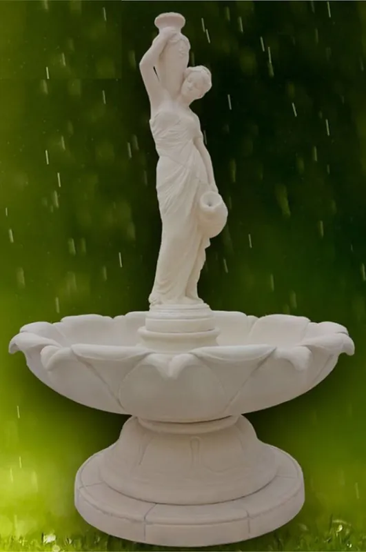 Casa Padrino Art Nouveau fountain gray Ø 145 x H. 215 cm - Magnificent garden fountain - Garden decoration fountain - Baroque & Art Nouveau Garden Decoration Accessories Billig