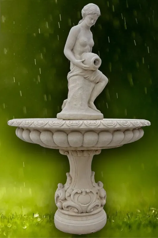 Casa Padrino Art Nouveau fountain gray Ø 114 x H. 180 cm - Magnificent garden fountain - Garden decoration fountain - Baroque & Art Nouveau Garden Decoration Accessories Jetzt Kaufen