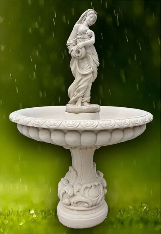 Angebot Casa Padrino Art Nouveau fountain gray / white Ø 114 x H. 168 cm - Magnificent garden fountain - Garden decoration fountain - Baroque & Art Nouveau Garden Decoration Accessories