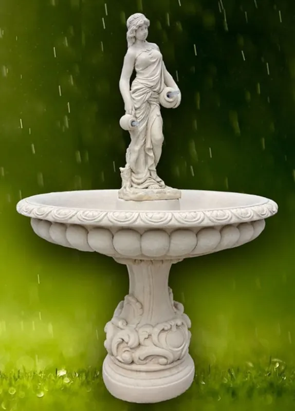 Casa Padrino Art Nouveau fountain gray / white Ø 114 x H. 171 cm - Magnificent garden fountain - Garden decoration fountain - Baroque & Art Nouveau Garden Decoration Accessories Mega-Angebot