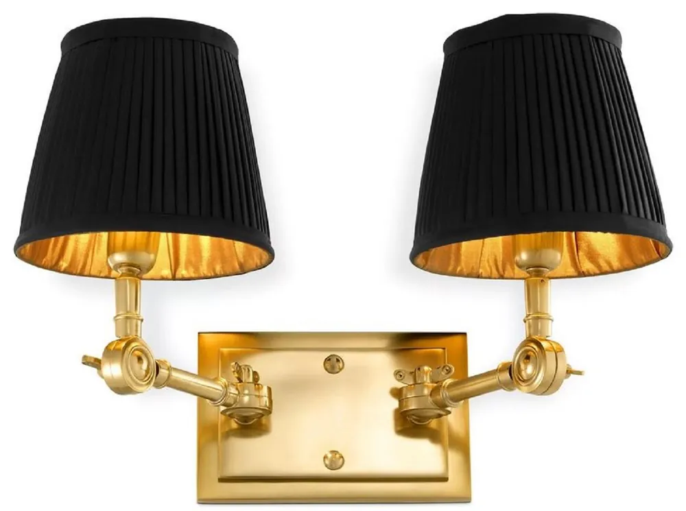 Casa Padrino luxury double wall lamp gold / black 33 x 25 x H. 25 cm - Noble wall lamp with swivel arms - Luxury Quality Beliebt