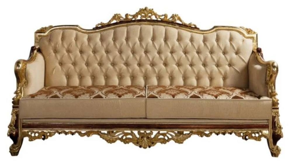 Neu Im Sortiment Casa Padrino luxury baroque sofa beige / brown / gold - Magnificent living room sofa with pattern - Baroque living room furniture