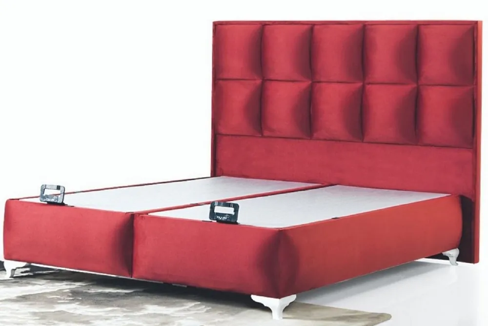Aktuell Casa Padrino luxury double bed bordeaux red / white - Modern solid wood bed - Modern Bedroom & Hotel Furniture - Luxury Collection