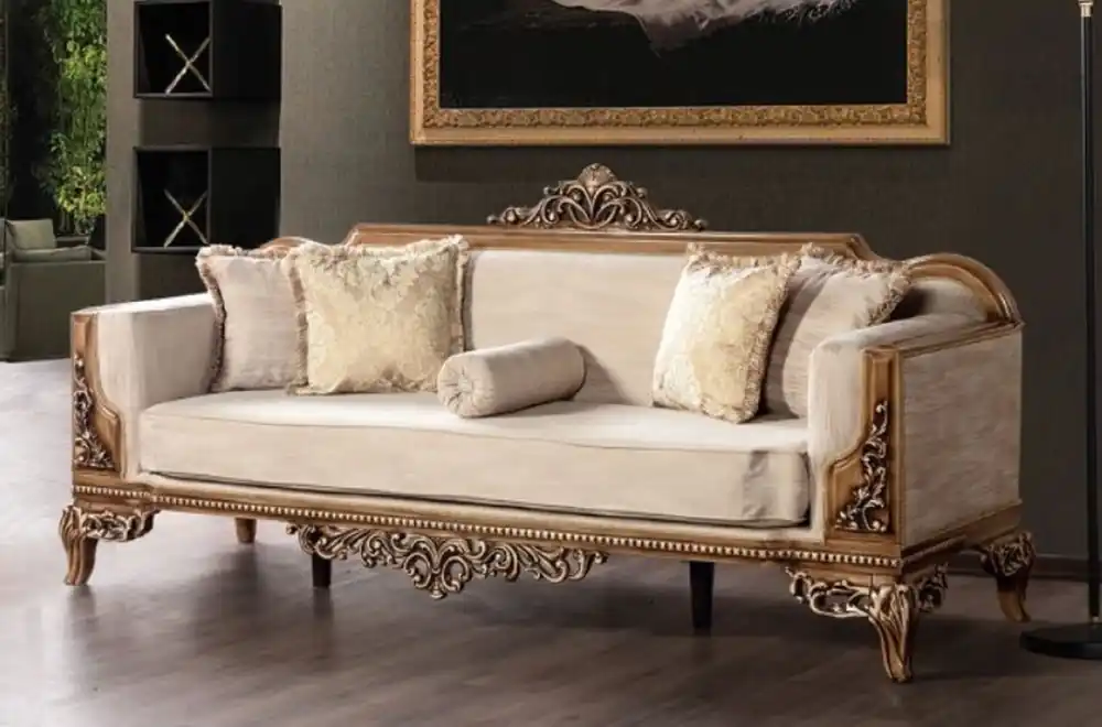 Casa Padrino luxury baroque sofa gray / brown - Magnificent living room sofa in baroque style - Baroque living room furniture - Noble & Magnificent Direktkauf