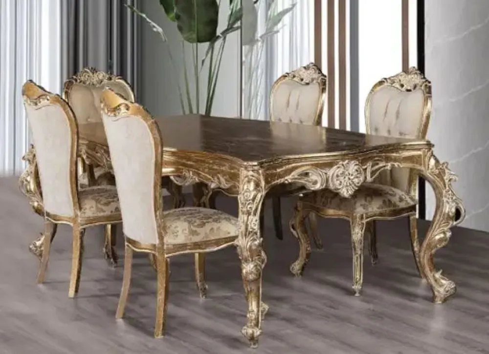 Casa Padrino luxury baroque dining table antique gold - Handmade solid wood dining room table in baroque style - Magnificent baroque dining room furniture Beliebt