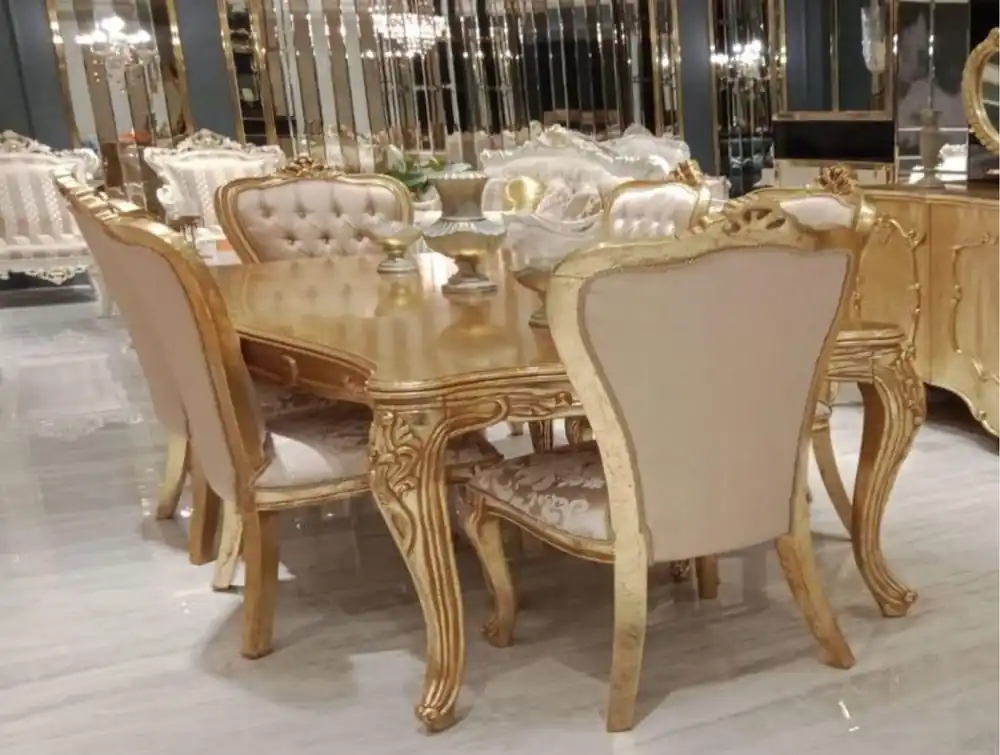 Ausverkauf Casa Padrino luxury baroque dining table gold - Handmade solid wood dining room table in baroque style - Magnificent baroque dining room furniture