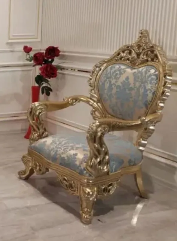 Sale Casa Padrino luxury baroque armchair with an elegant pattern turquoise / pink / gold - Living room furniture in the baroque style - Noble & Magnificent