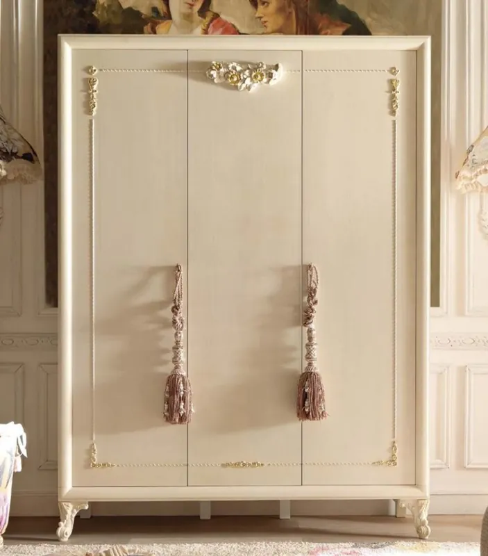 Casa Padrino luxury baroque bedroom cabinet cream / gold - Handmade wardrobe with 3 doors - Baroque bedroom furniture - Luxury Quality - Made in Italy Jetzt Kaufen