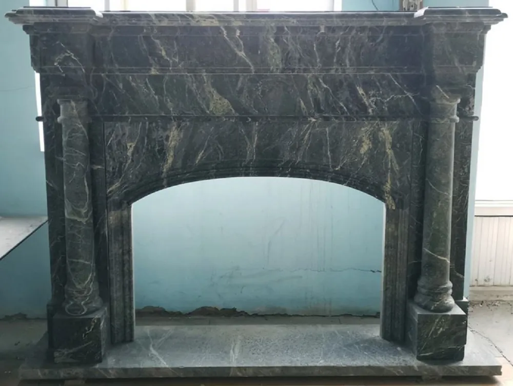 Casa Padrino luxury baroque fireplace surround green 180 x 35 x H. 135 cm - Magnificent fireplace surround made of high quality marble - Decorative accessories in baroque style Versand Am Gleichen Tag