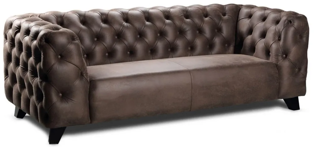 Casa Padrino luxury Chesterfield leather 3 seater sofa vintage brown / black 217 x 95 x H. 80 cm - Genuine leather living room sofa - Chesterfield living room furniture Begrenztes Angebot