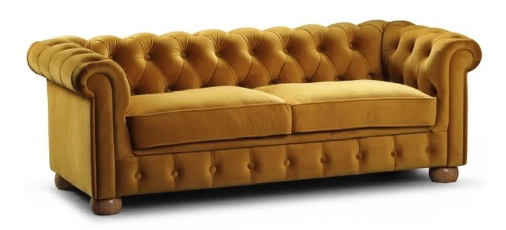 Casa Padrino luxury Chesterfield children's sofa ocher / light brown 152 x 67 x H. 53 cm - Chesterfield children's room sofa - Luxury Chesterfield Children's Furniture Billig